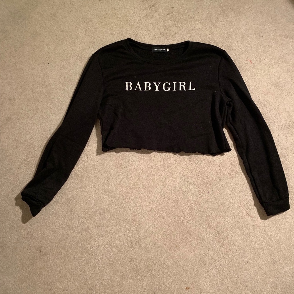 Cropped Black “Baby Girl” Sweatshirt